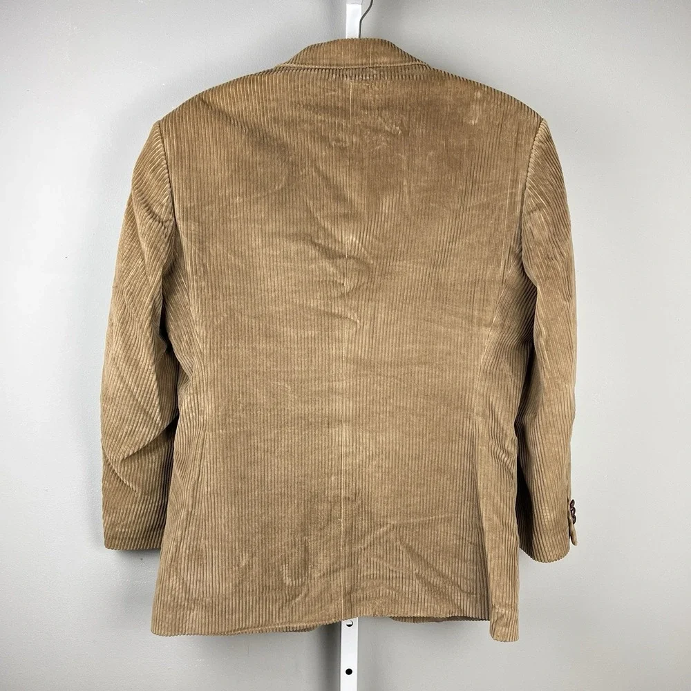 Vintage Circola Moda Mens 39R‎ Corduroy Blazer Sport Coat Jacket Tan Cotton